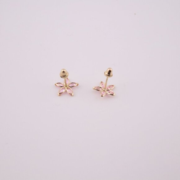 Elegant Women's 14k Gold Pink Flower Stud Earrings Delicate Floral Jewelry ** - Picture 10 of 11